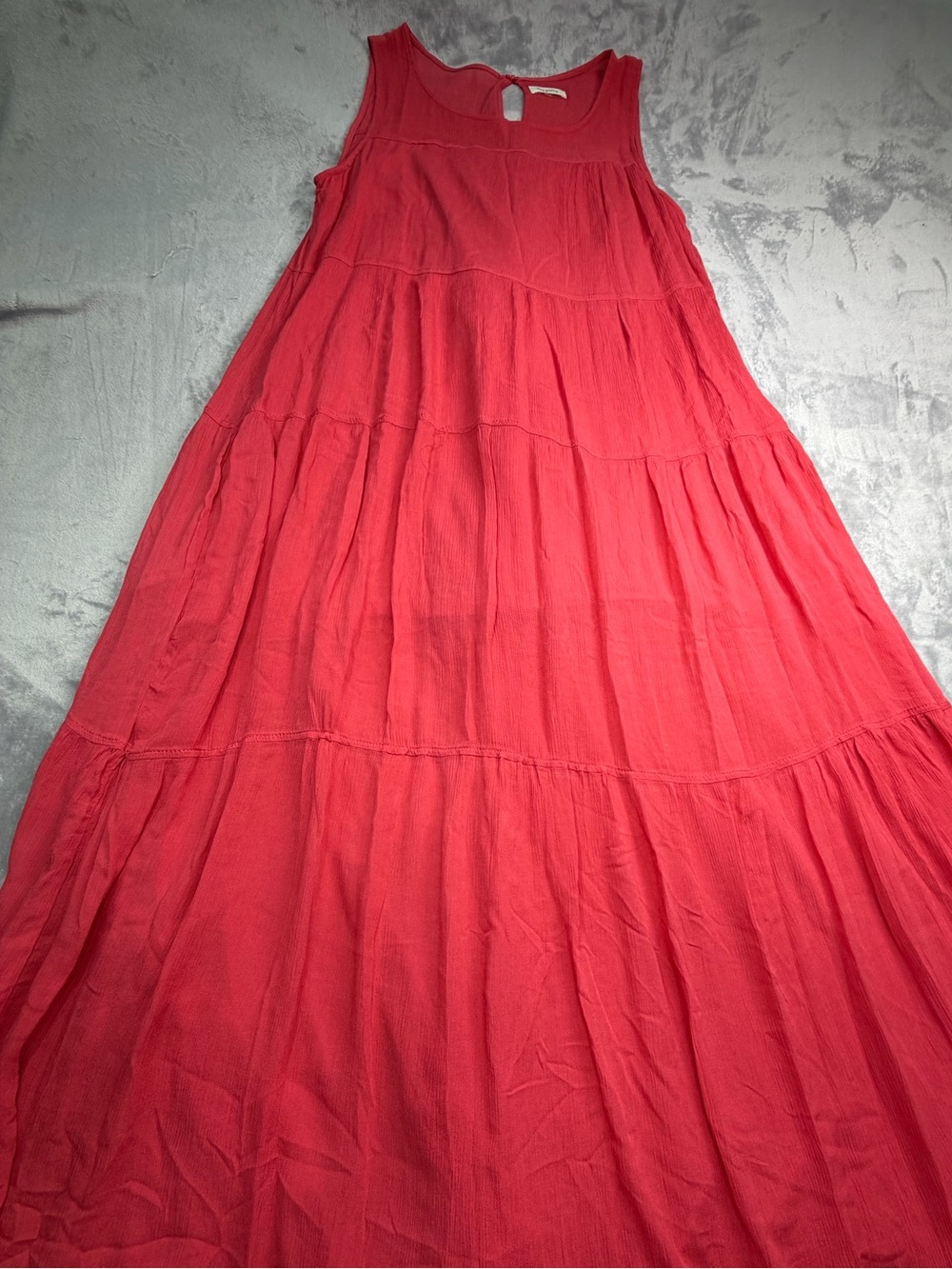 Max Studio Sleeveless Coral-Red Tiered Maxi Dress Women’s Fall Party Wedding (XL